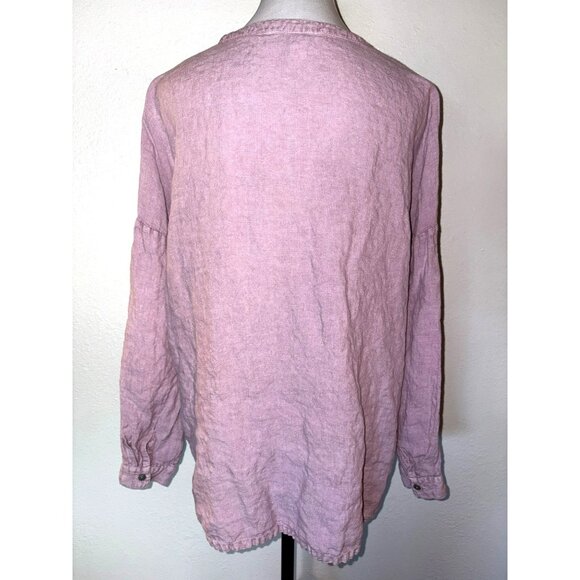 Coldwater Creek Embroidered Linen Tunic In Lavender Size PXL - Picture 2 of 9